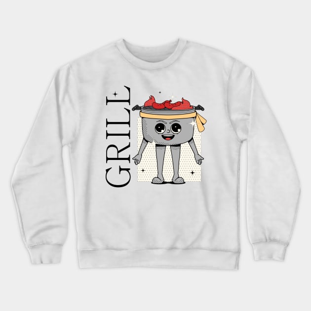 Hand Drawn Grill Funny Crewneck Sweatshirt by Mako Design 